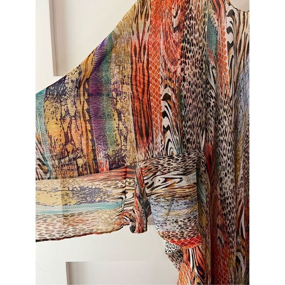 New GlGIO Kimono rainbow leopard print striped pattern with bat sleeves - Picture 5 of 14